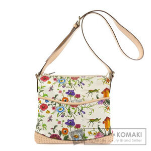 Gucci Flora Flower Shoulder Bag Canvas Leather
